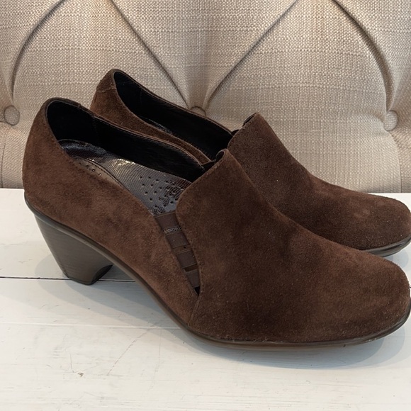 DANSKO Brown Leather Suede Slip on Heels/Clogs - Picture 5 of 10